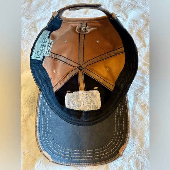 Ducks Unlimited Waxed Oil Cap Hat Brown Embroidered Patch Distressed Adjustable - Picture 3 of 9